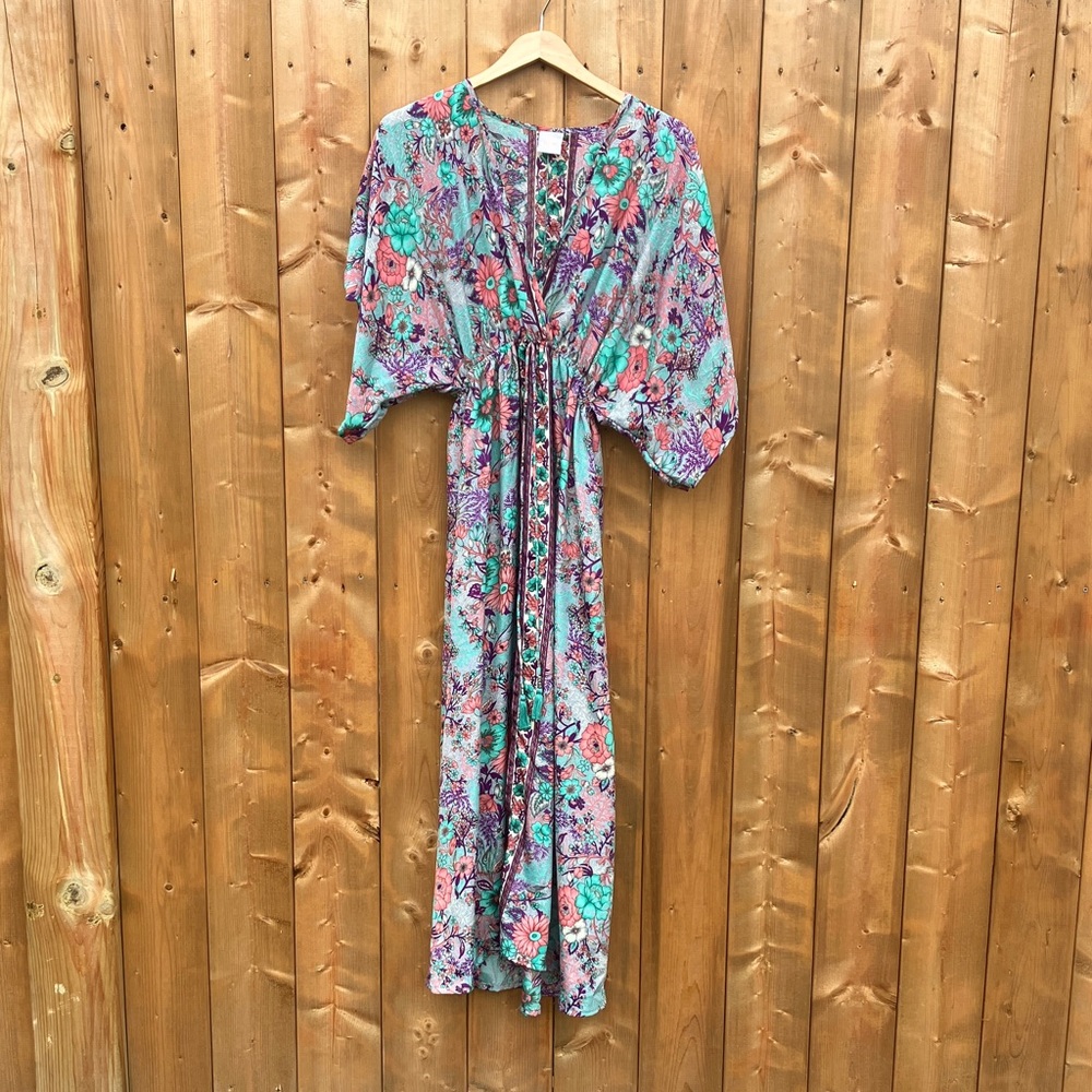 Floral Maxi Dress with Cinched Waist